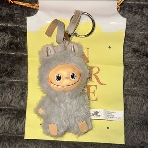 Gray Furry Monster Keychain - Pin For Love Letter C